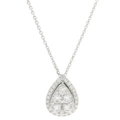 14k Gold Fiery 0.80ctw Diamond Teardrop Pear Slide Pendant Adjustable Necklace