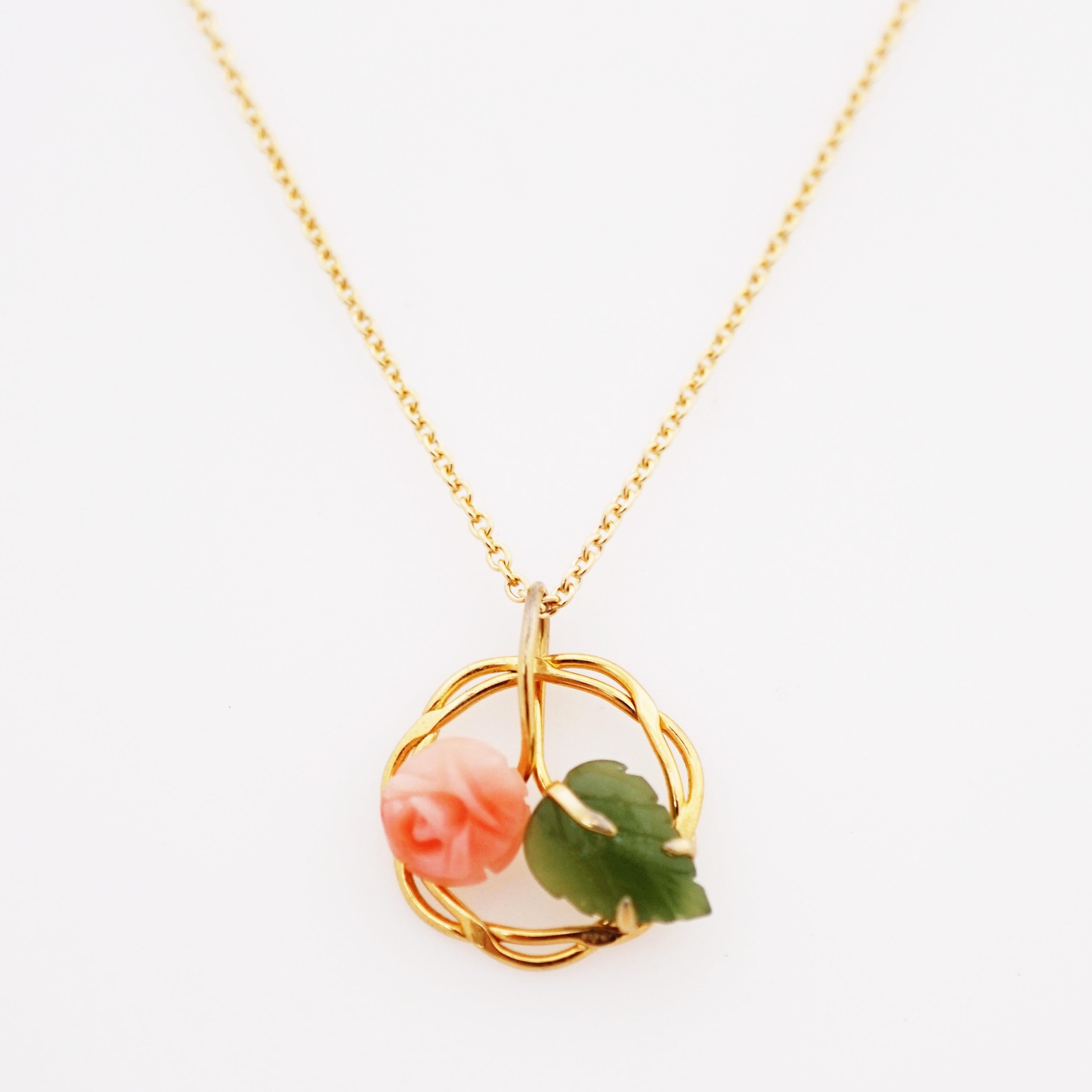 coral rose jade leaf jewellery