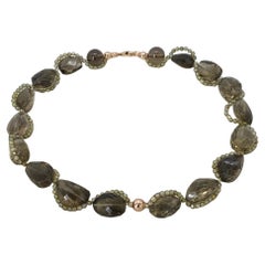 Collier multibrins en or 14K rempli de quartz fumé et de CZ de 22 mm, Artistics