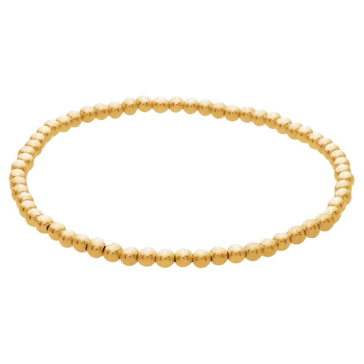 Moderne Bracelet jonc extensible rempli de perles en or 14 carats, 4 mm en vente