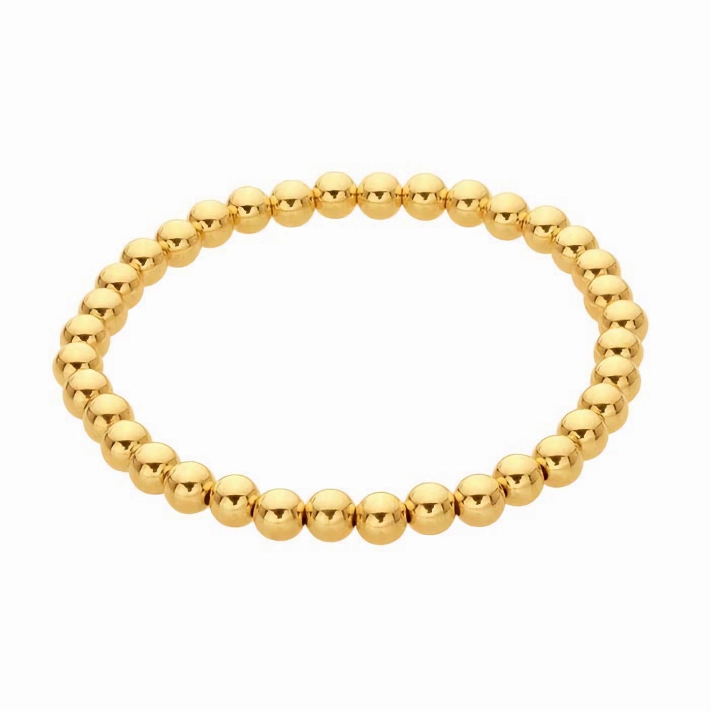 Bracelet jonc extensible rempli de perles en or 14 carats, 4 mm Neuf - En vente à Brooklyn, NY