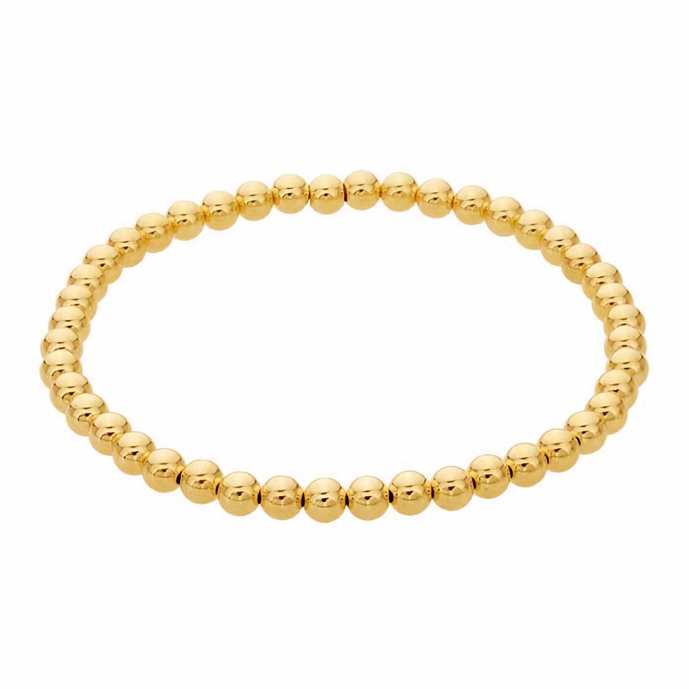 Bracelet jonc extensible en or 14 carats rempli de perles 5 mm Neuf - En vente à Brooklyn, NY