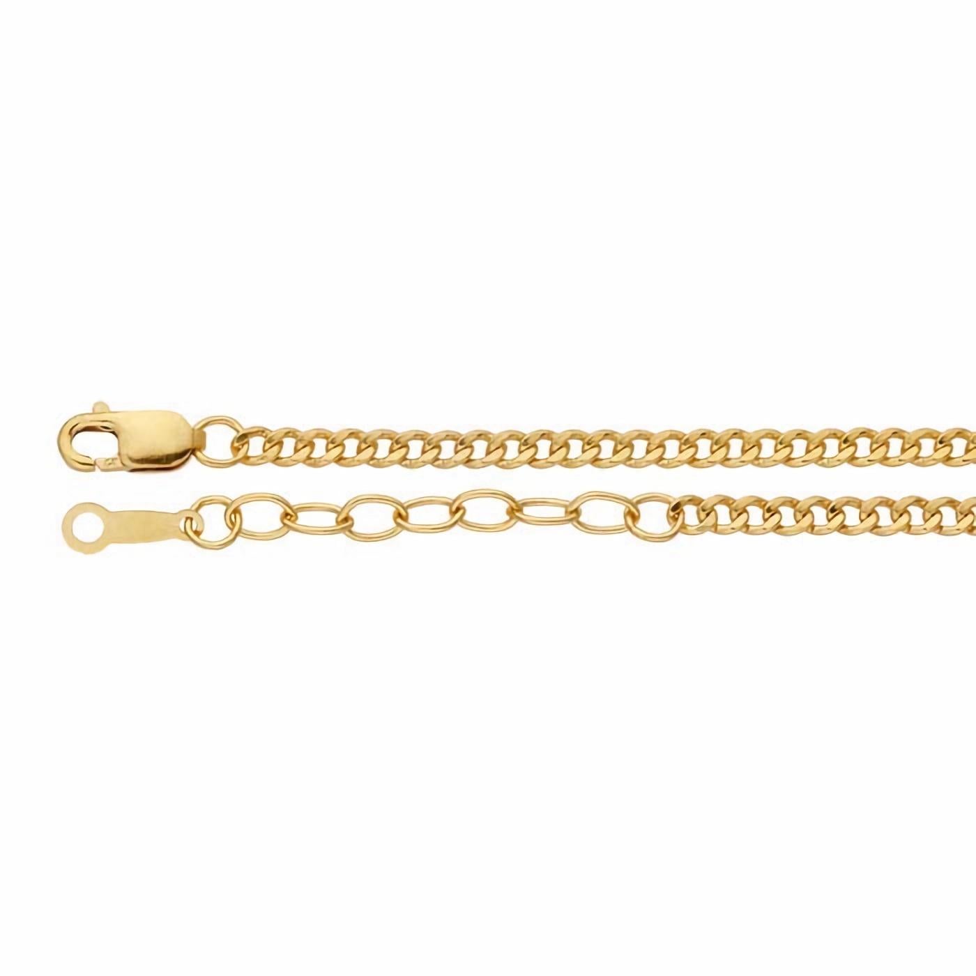 Elevate your everyday elegance with Mona Jewelry's exquisite curb chain bracelet, meticulously crafted from 14/20 yellow gold-filled material for enduring brilliance. This versatile bracelet features a secure lobster clasp and a 1
