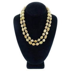 14K Gold-Filled Double Strand Necklace with Milky Yellow Opal Nuggets