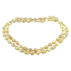 14K Gold-Filled Double Strand Necklace with Milky Yellow Opal Nuggets