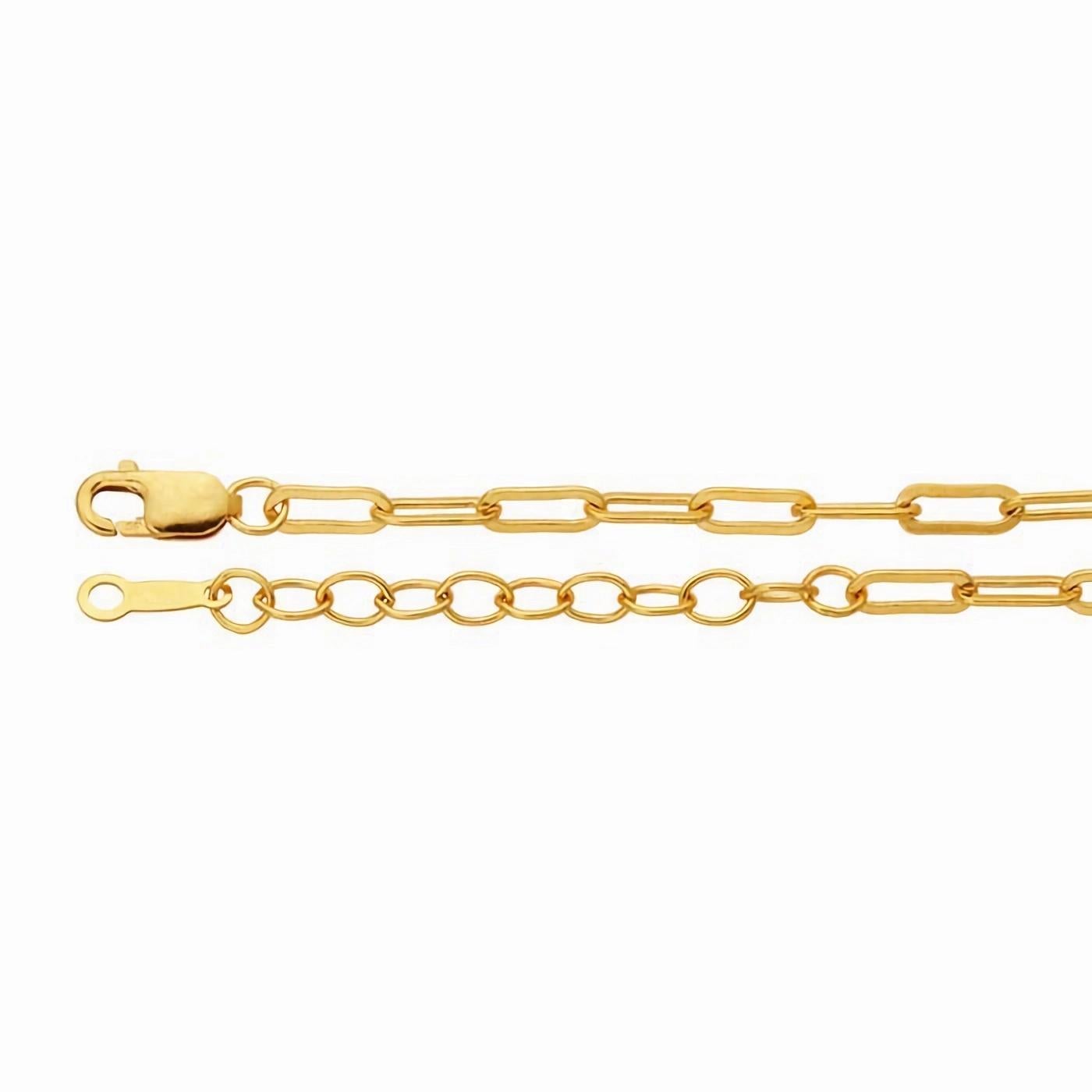 Elevate your elegance with Mona Jewelry's Flat Oval Cable Chain Bracelet, featuring long, flat links meticulously crafted from 14/20 yellow gold-filled material. This exquisite cable chain bracelet is secured with a reliable lobster clasp and comes