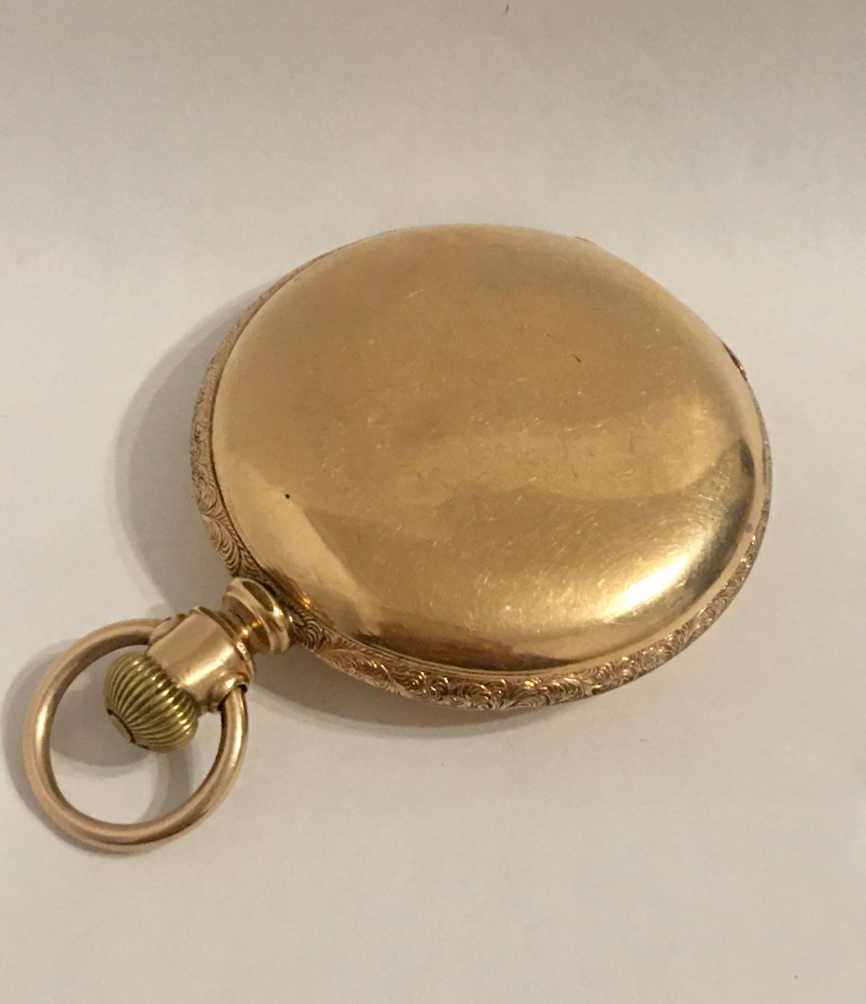 14K Gold-Filled Full Hunter American Waltham Watch Co.Antique Gents Pocket Watch 3