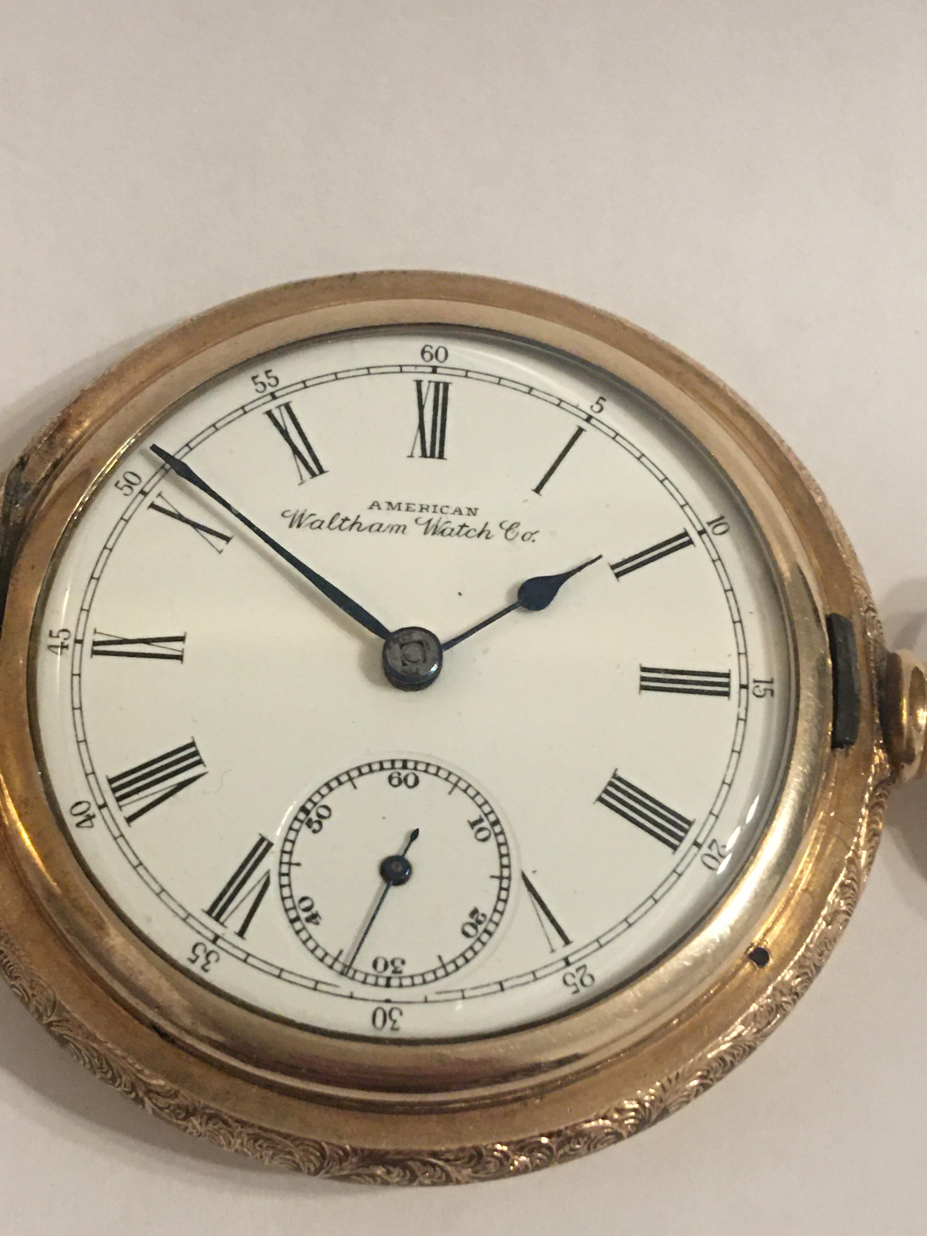14K Gold-Filled Full Hunter American Waltham Watch Co.Antique Gents Pocket Watch 2