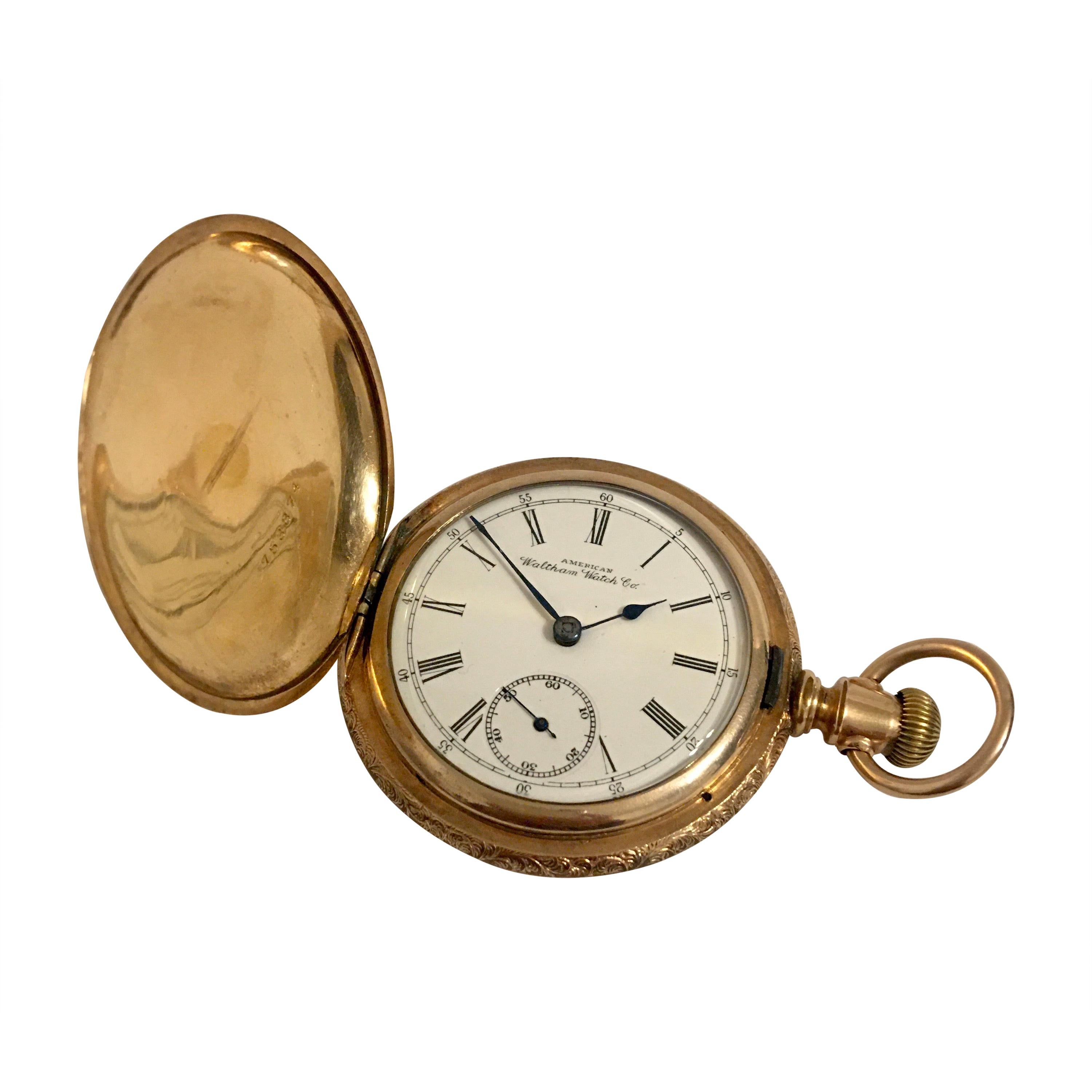 14K Gold-Filled Full Hunter American Waltham Watch Co.Antique Gents Pocket Watch