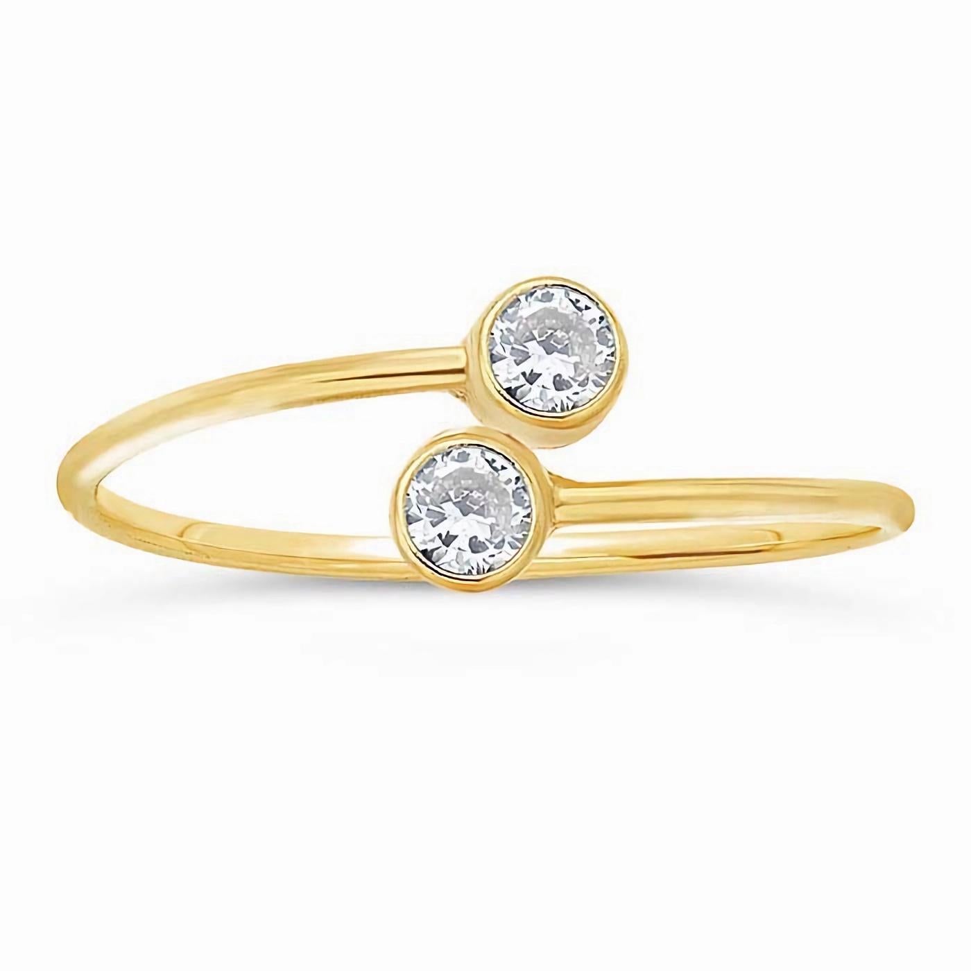 Round Cut 14k Gold Filled Gemstone Set Bypass Ring For Sale
