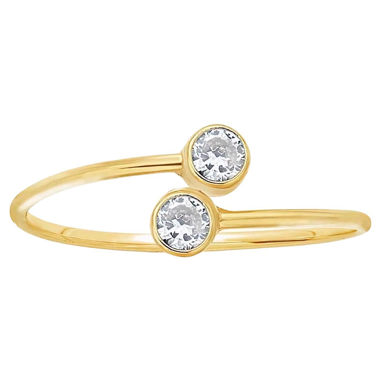 14k Gold Filled Gemstone Set Bypass Ring