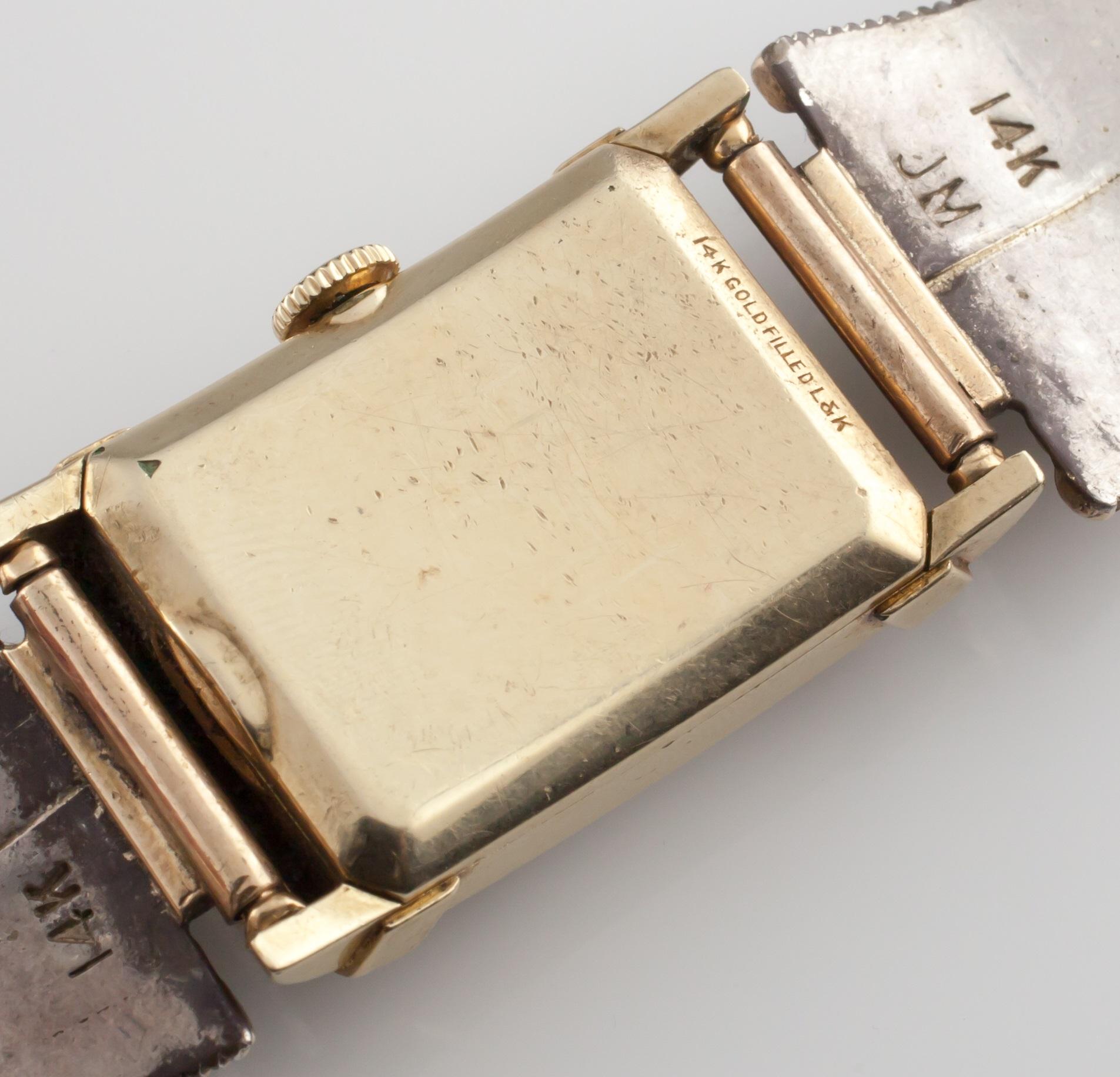 14k Gold-gefüllt Lord Elgin Uhr mit Navajo 14k Gold handgefertigt Türkis Band (Gewalkt) im Angebot