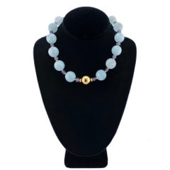 14K Gold Filled Necklace with Aquamarine and Iolite, Modern Design