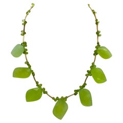 14K Gold Filled Necklace with Chalcedony and Peridot Gemstones
