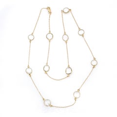 Collana lunga Station in quarzo chiaro con taglio a rosa, riempita d'oro 14k