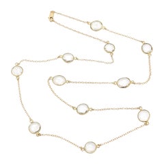 Collana lunga Station in quarzo chiaro con taglio a rosa, riempita d'oro 14k