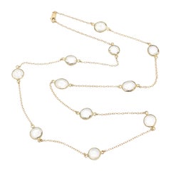 Retro 14k gold filled Rose cut Clear Quartz Long Station Necklace