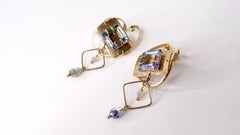 14k Gold Filled Swarovski Crystal Dangle Statement Earrings