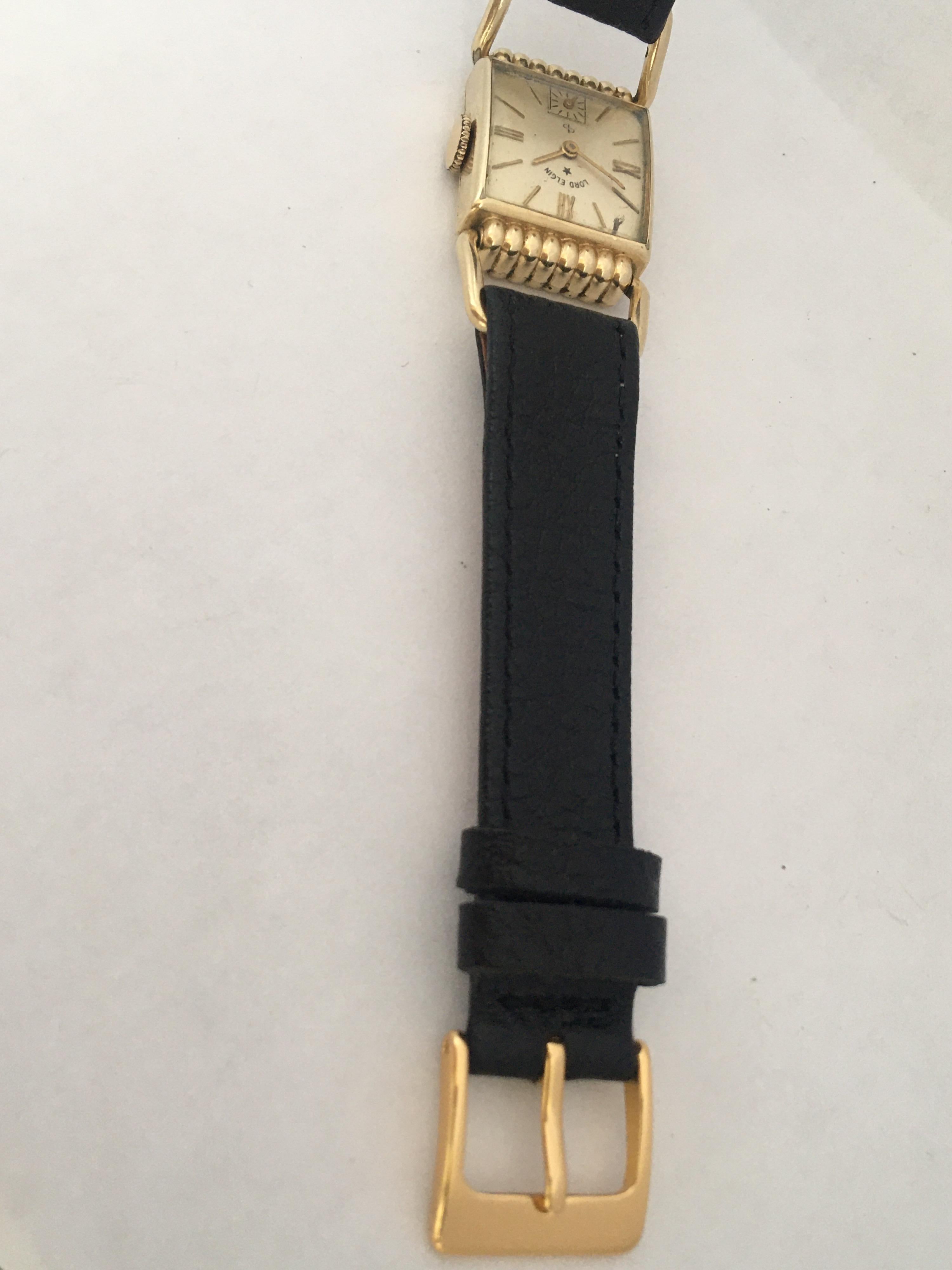 14 Karat Gold Filled 1940s Elgin National Watch Co. Mechanical Wristwatch For Sale 4