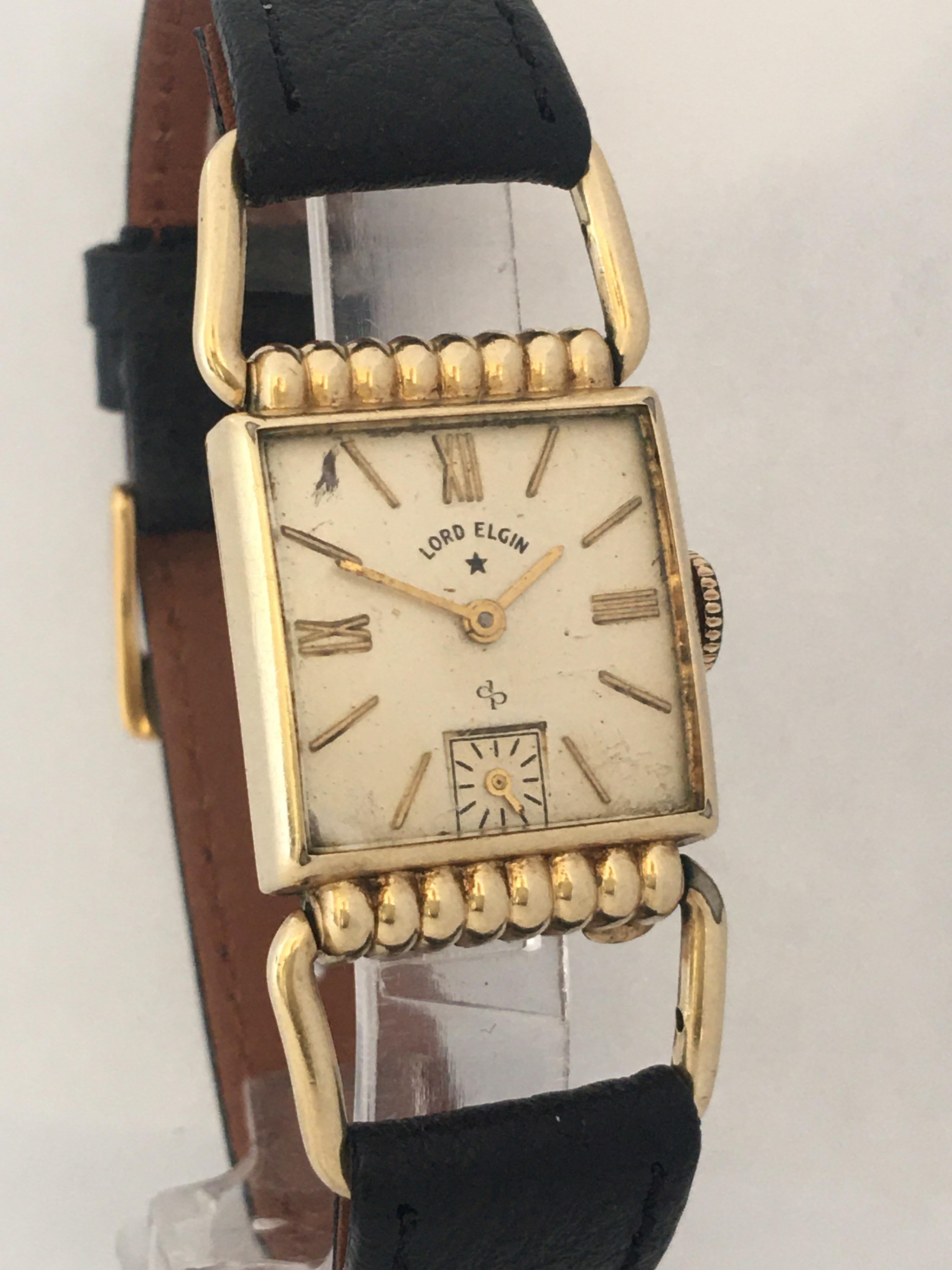 14 Karat Gold Filled 1940s Elgin National Watch Co. Mechanical Wristwatch For Sale 7