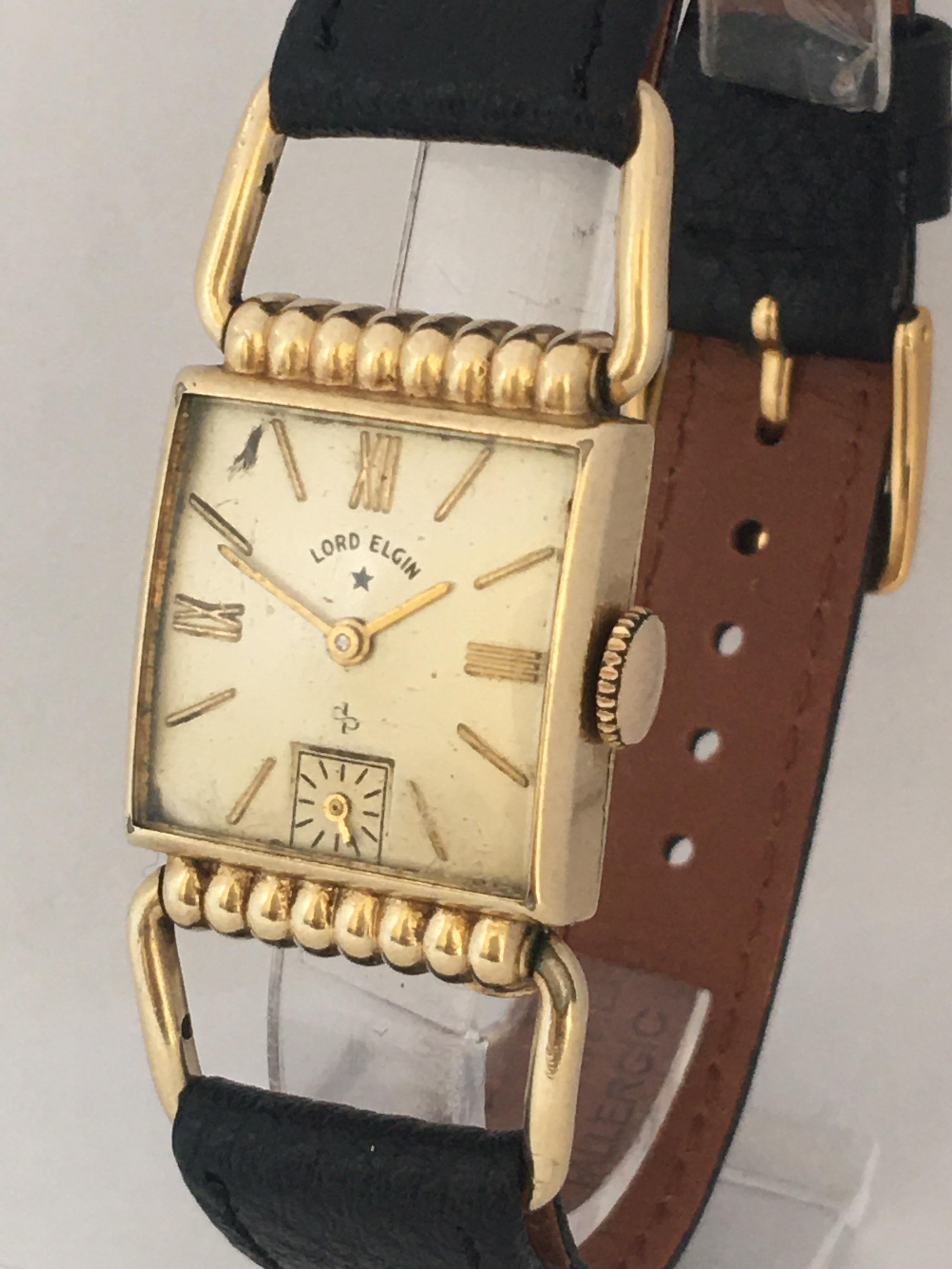 14 Karat Gold Filled 1940s Elgin National Watch Co. Mechanical Wristwatch For Sale 8
