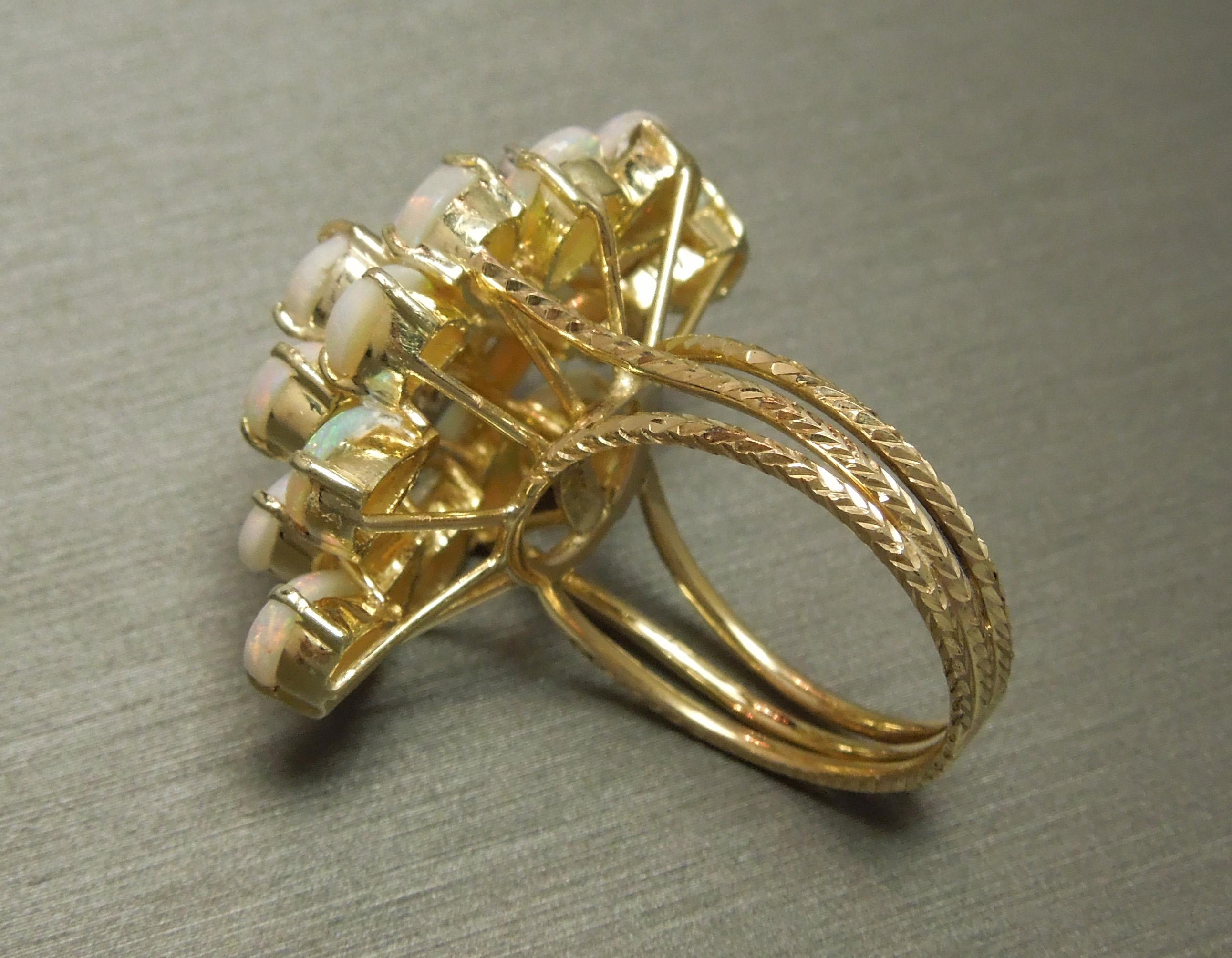 Women's 14K Gold Fire Opal Bouquet Ring 
