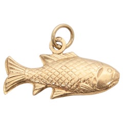 14K Gold Fish Pisces Charm Pendant