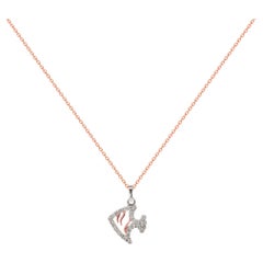 Collar de Oro de 14k Colgante con Encanto de Pez Diamante Lucky Fish