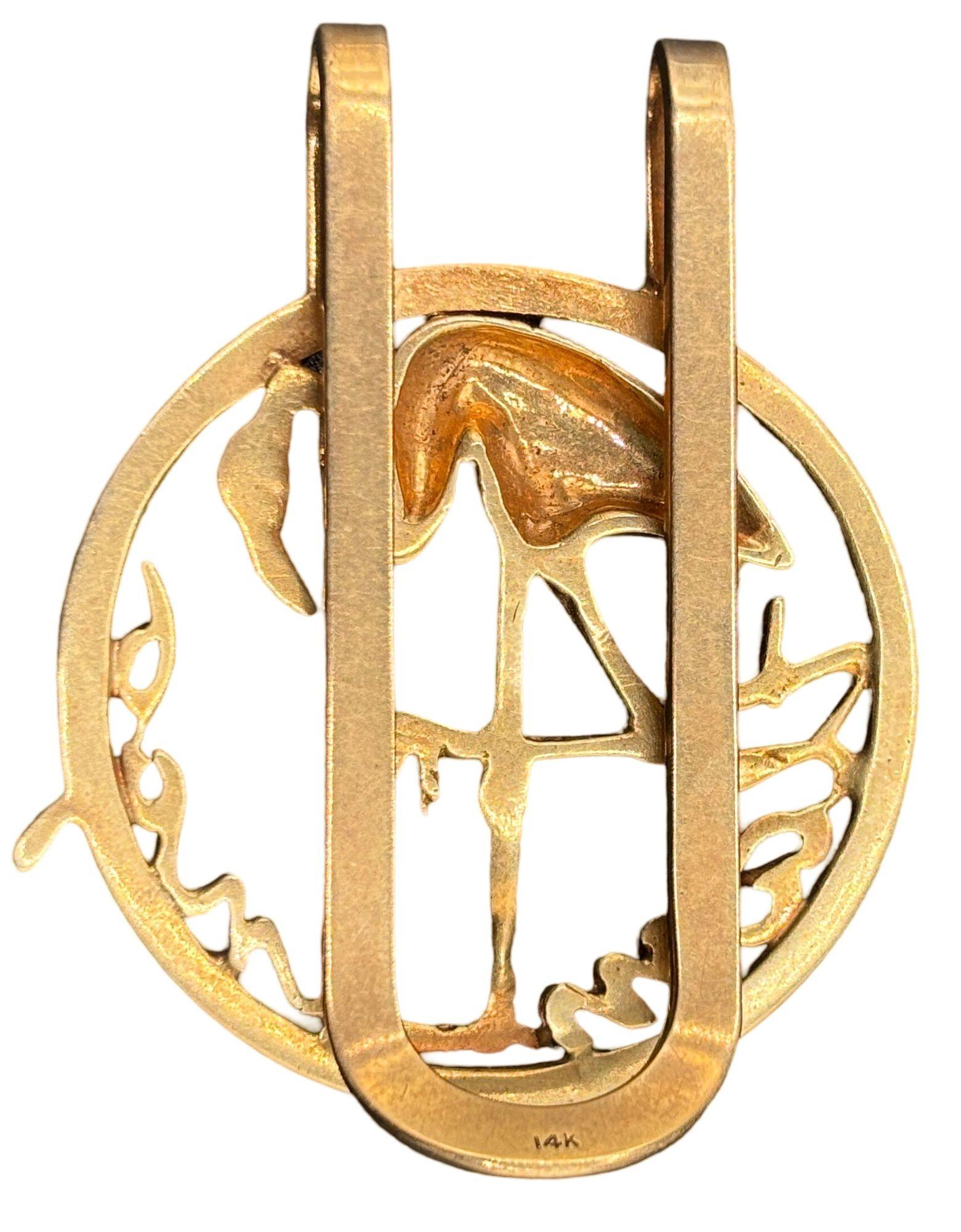 Fine XX secolo Fermasoldi con fenicottero in oro 14K in vendita
