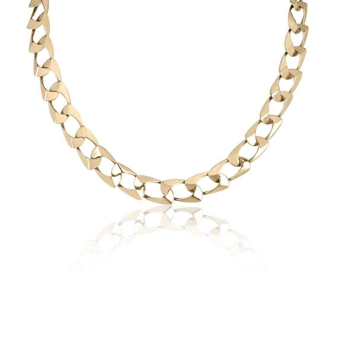 Modern 14K Gold Flat 9.50mm Wide Curb Chain Styled 16