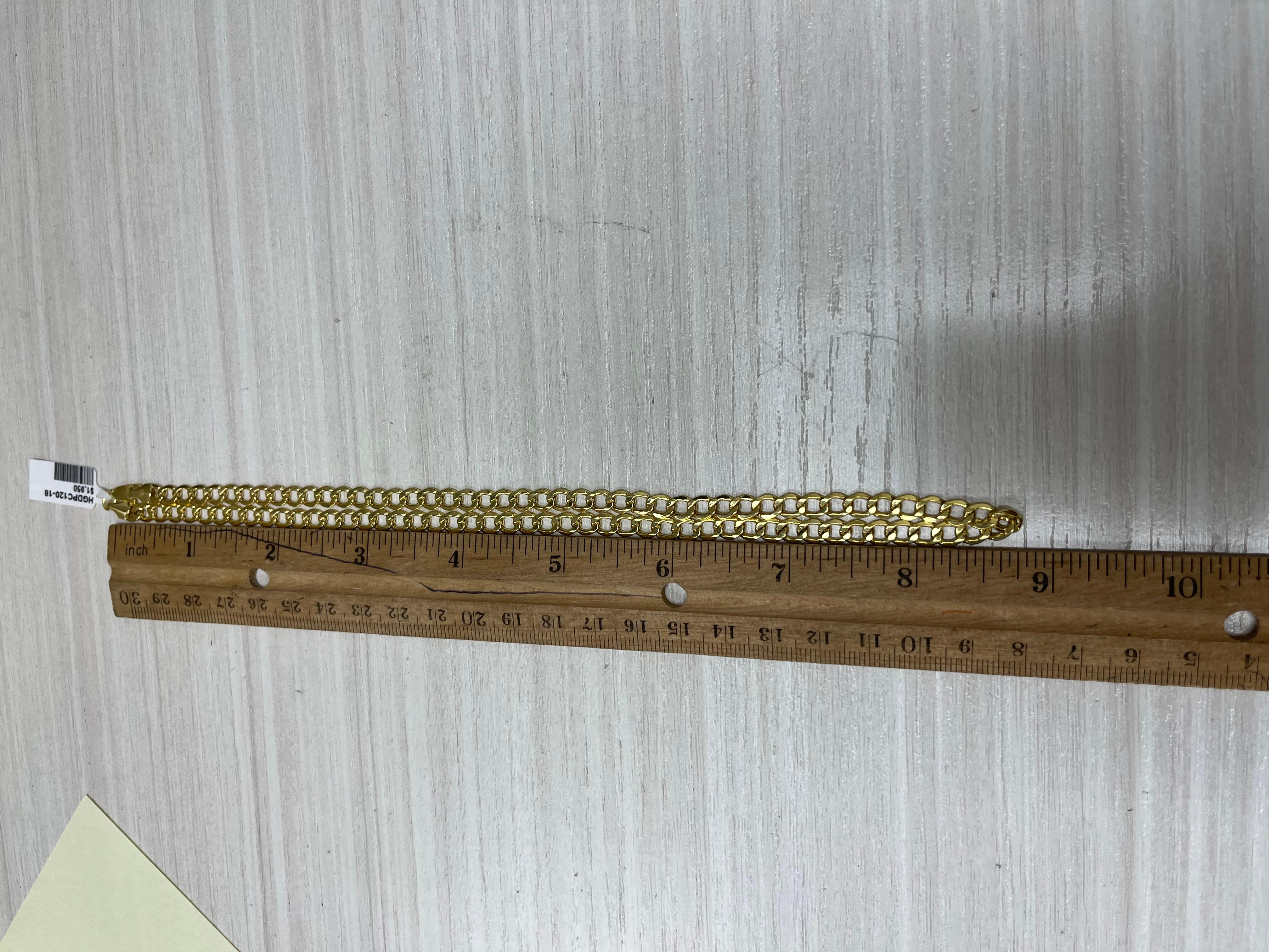 Contemporain Collier à maillons creux plats en or 14 carats de 18 pouces en vente