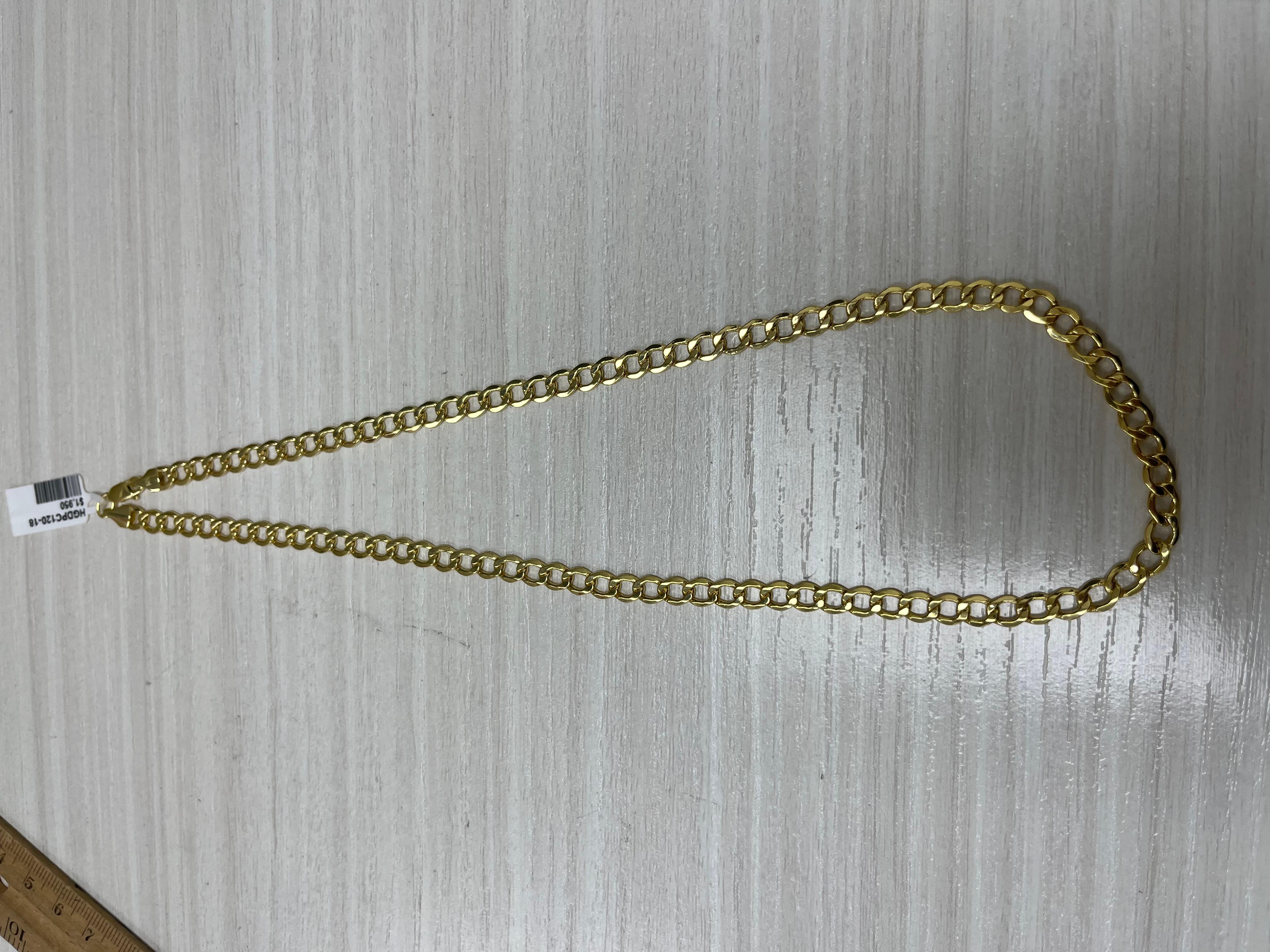 Collier à maillons creux plats en or 14 carats de 18 pouces Neuf - En vente à Great neck, NY
