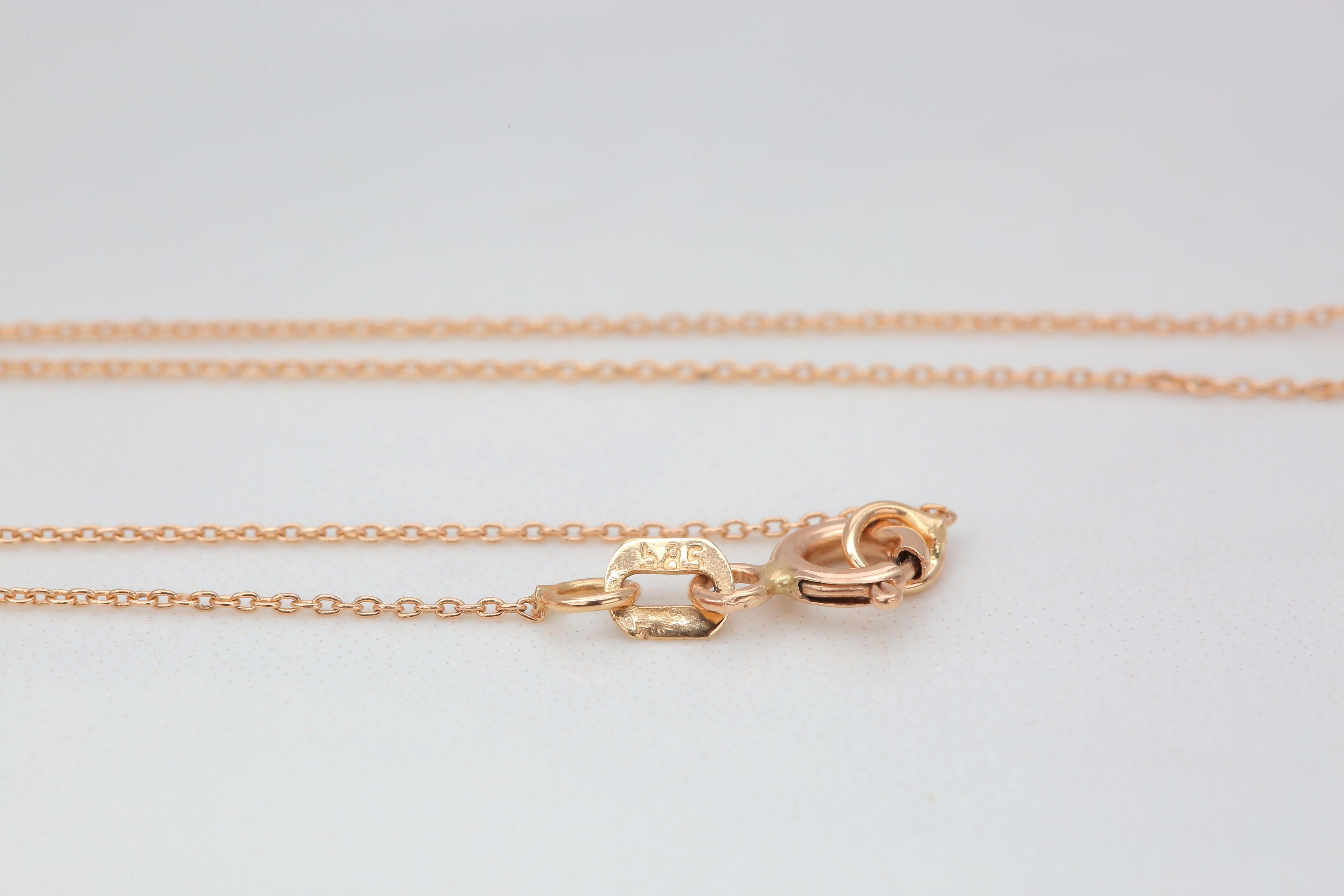 Collier Fleur De Lis en or 14 carats, collier à breloque en forme de clé en or en vente 4