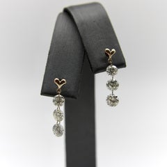 14K Gold Floating Diamond Dangle Earrings