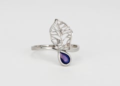 Blue sapphire 14k solid gold ring
