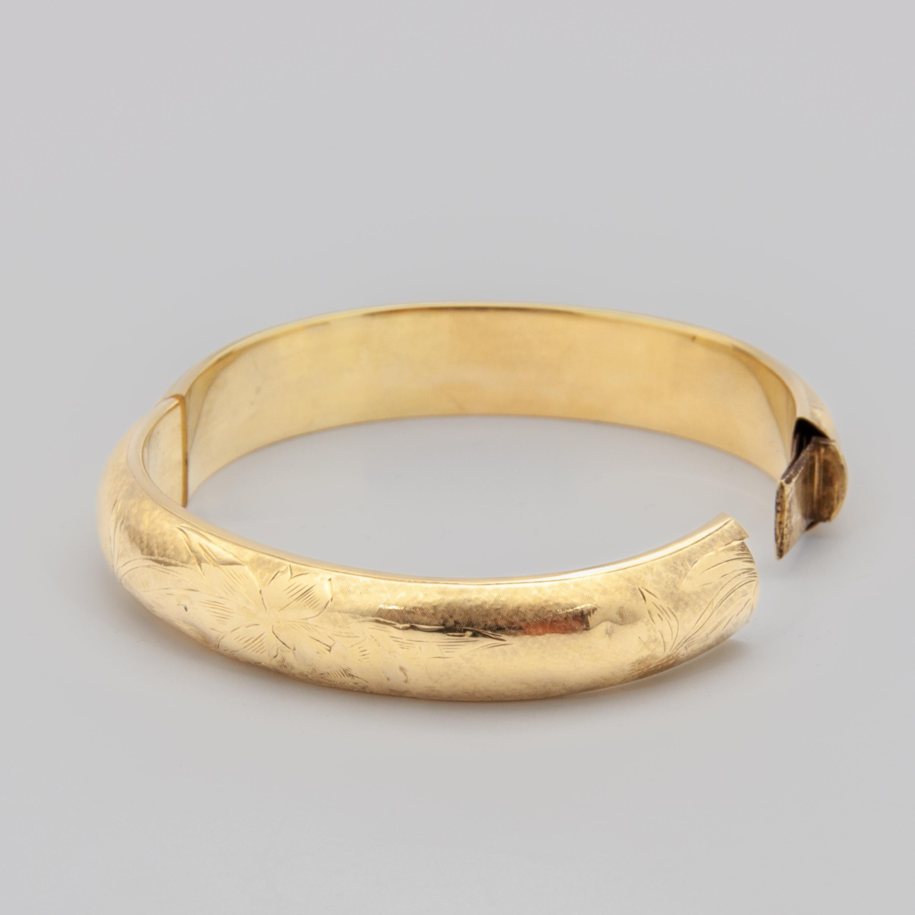 gold etched bangle bracelet