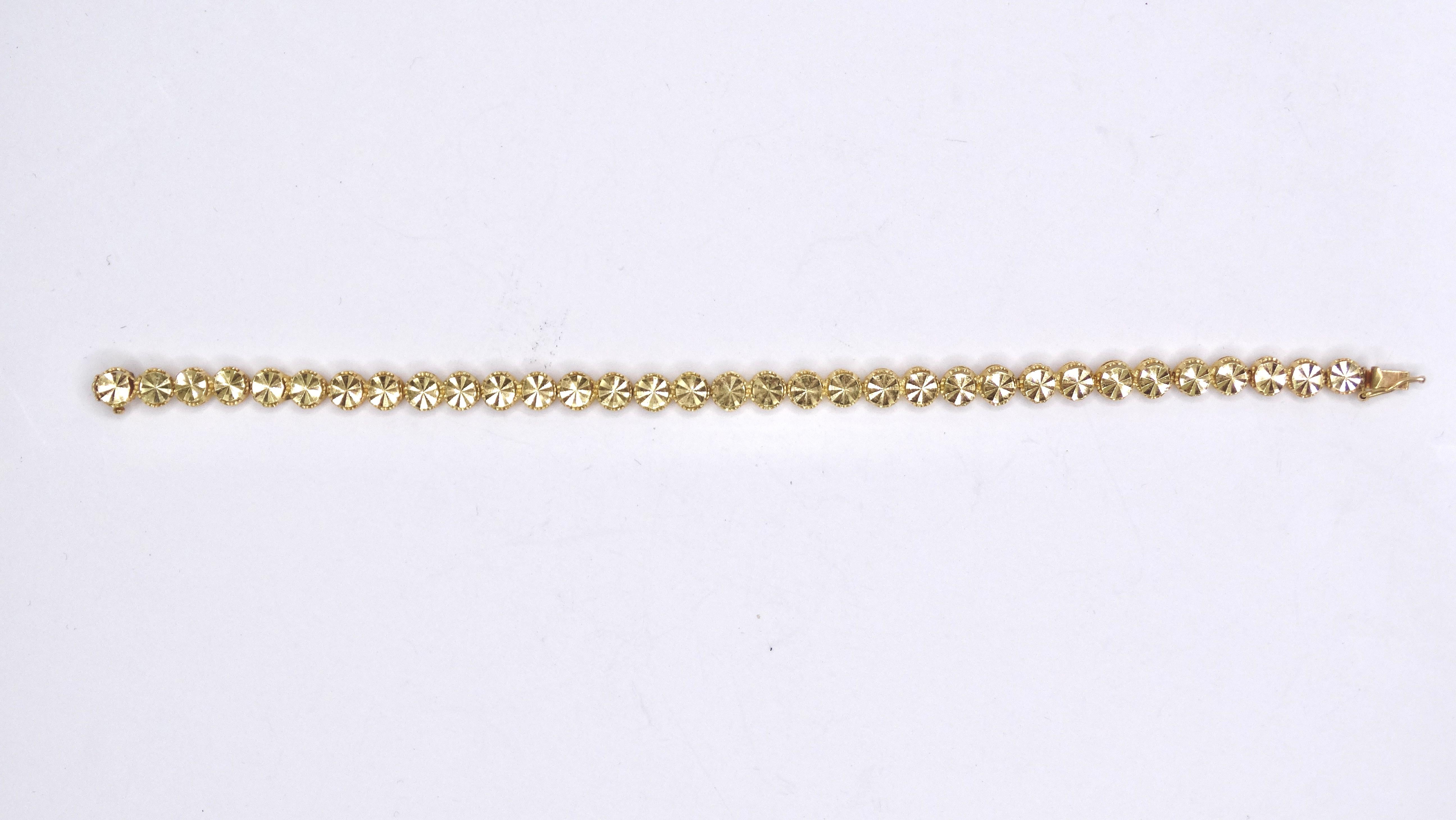 14k Gold Floral Link Tennis-Armband für Damen oder Herren im Angebot