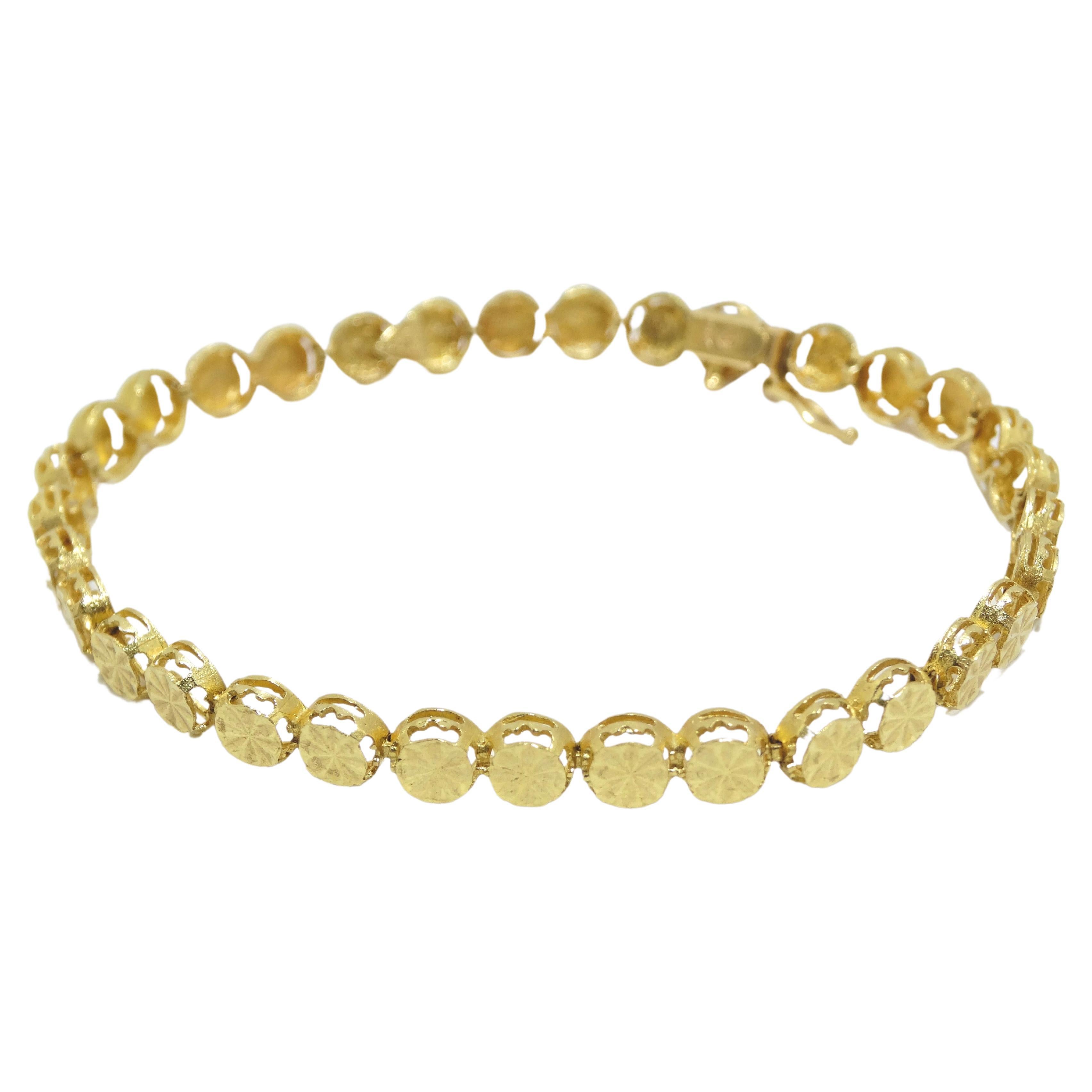 14k Gold Floral Link Tennis-Armband