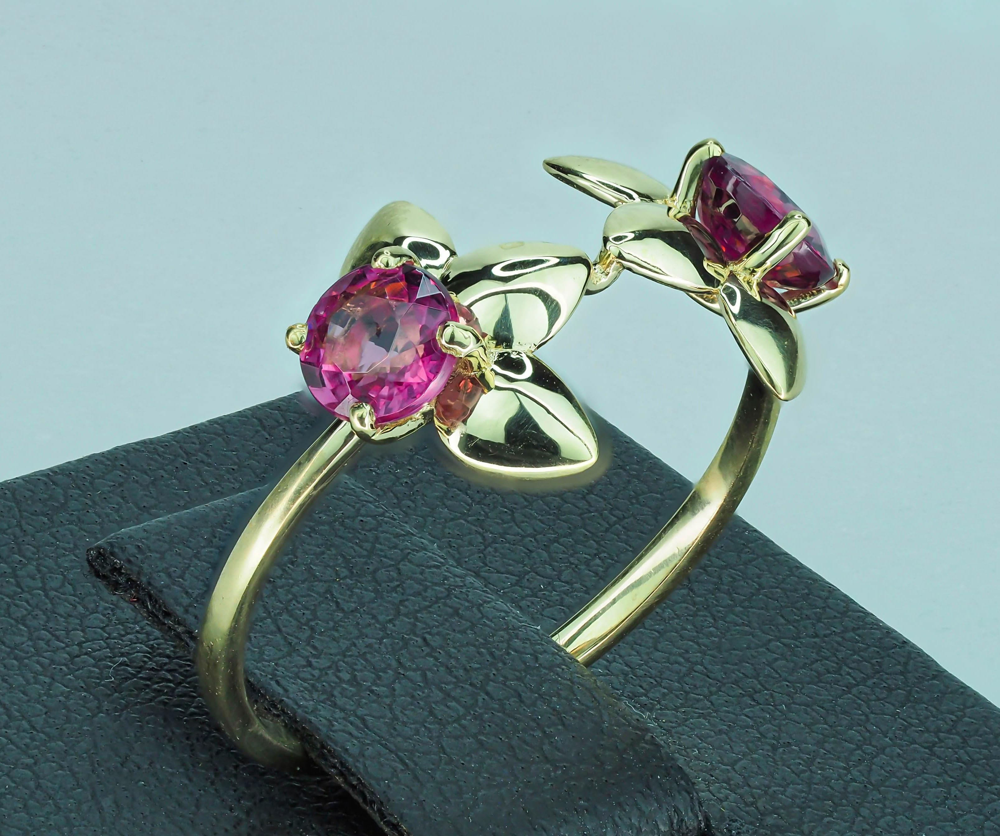 For Sale:  Two garnets 14k gold ring 4