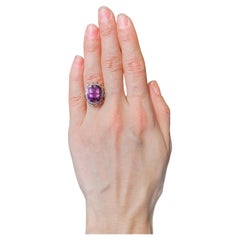 14 Karat Gold Flower Ring with Amethyst and Diamonds