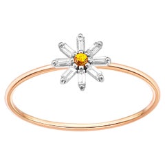 14k Gold Flower Wedding Ring. Cute Daisy Stackable Gold Ring.