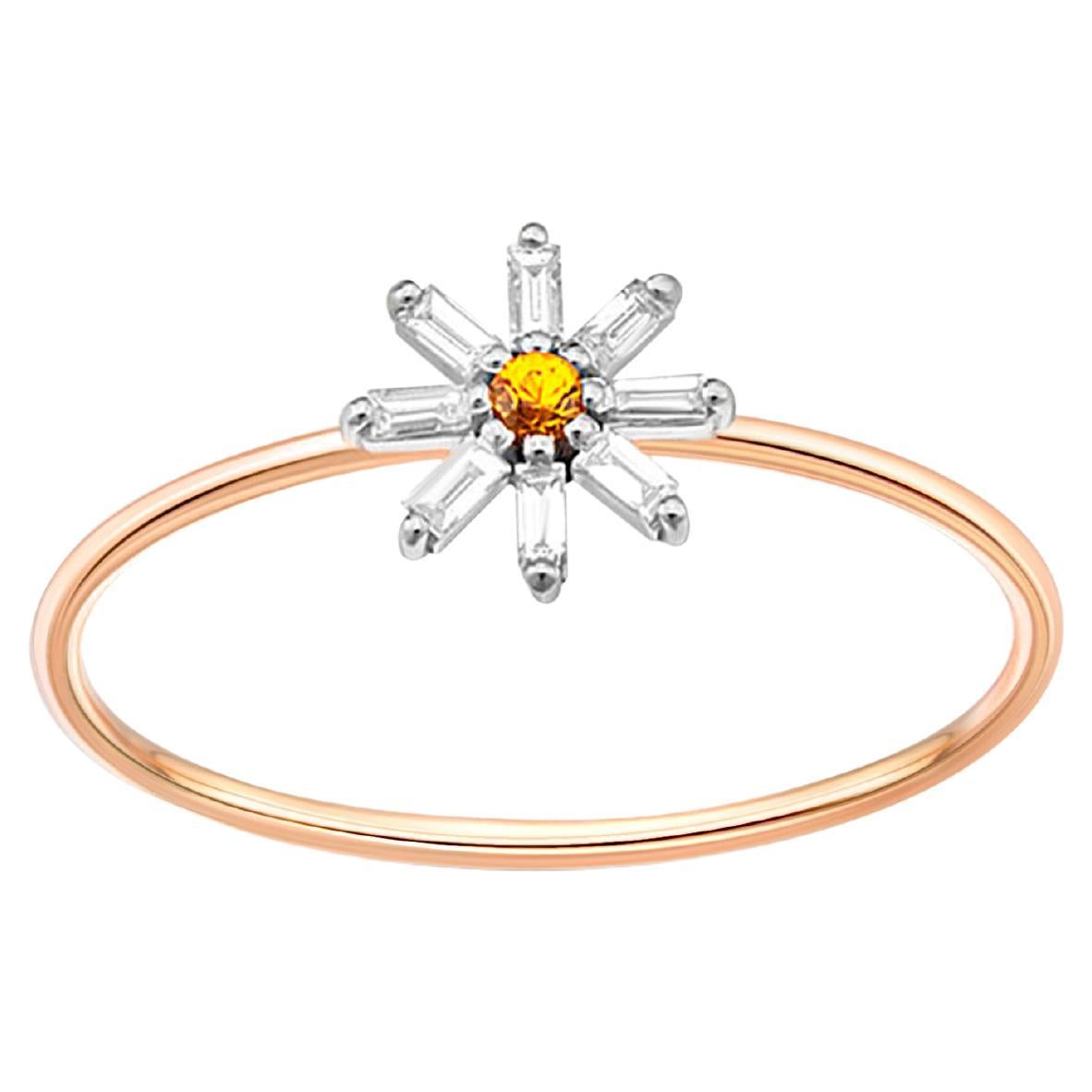 14k Gold Flower Wedding Ring. Cute Daisy Stackable Gold Ring.
