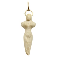 14K Gold Fossilized Mammoth Tusk Fertility Idol Pendant