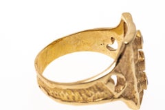 14k Gold Free Form Rectangular Ruby Set Ring With Melted Patterning, Size 7.75