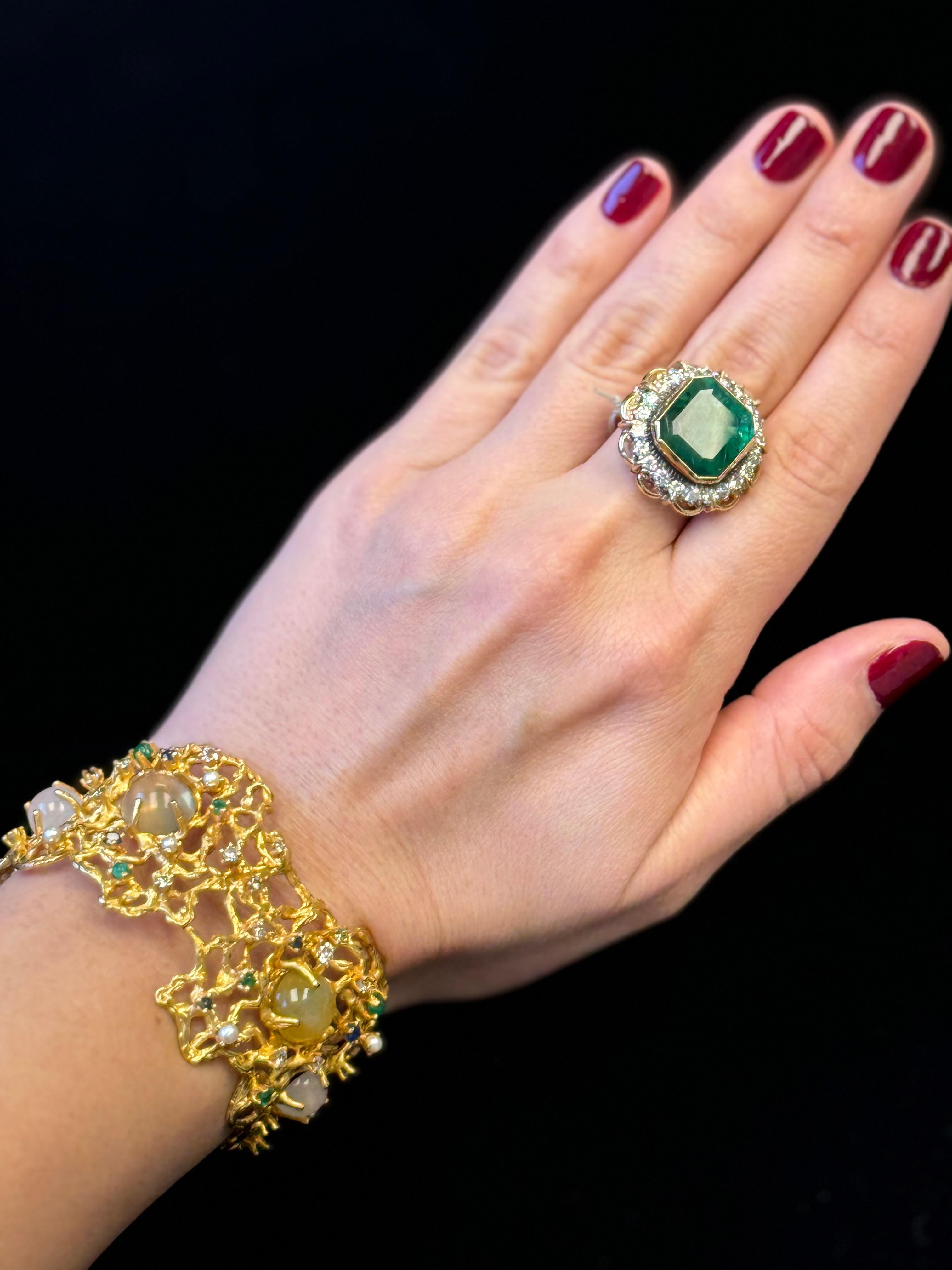 Bracelet pierre de lune en or jaune 14K en vente 6