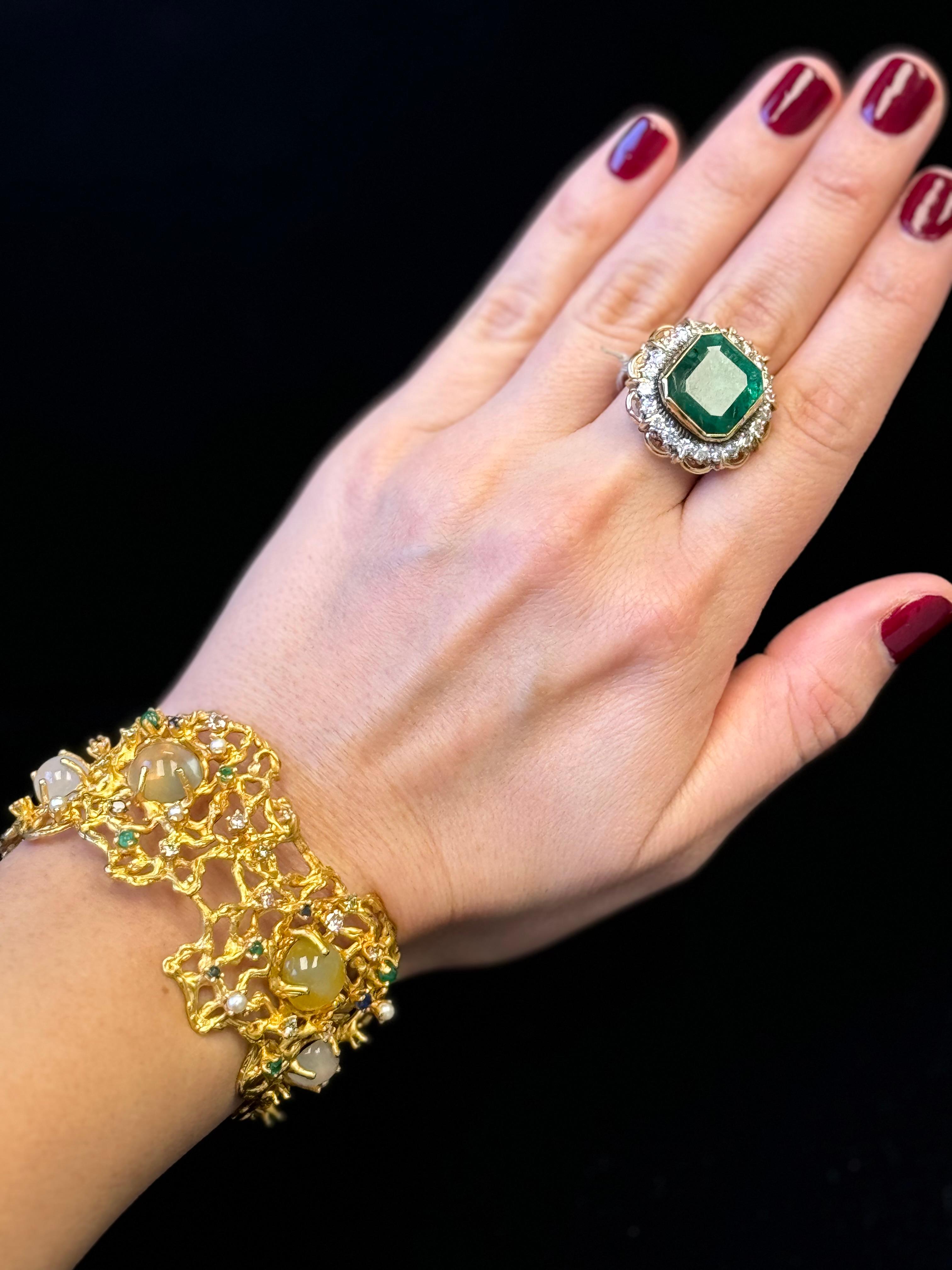 Bracelet pierre de lune en or jaune 14K en vente 7