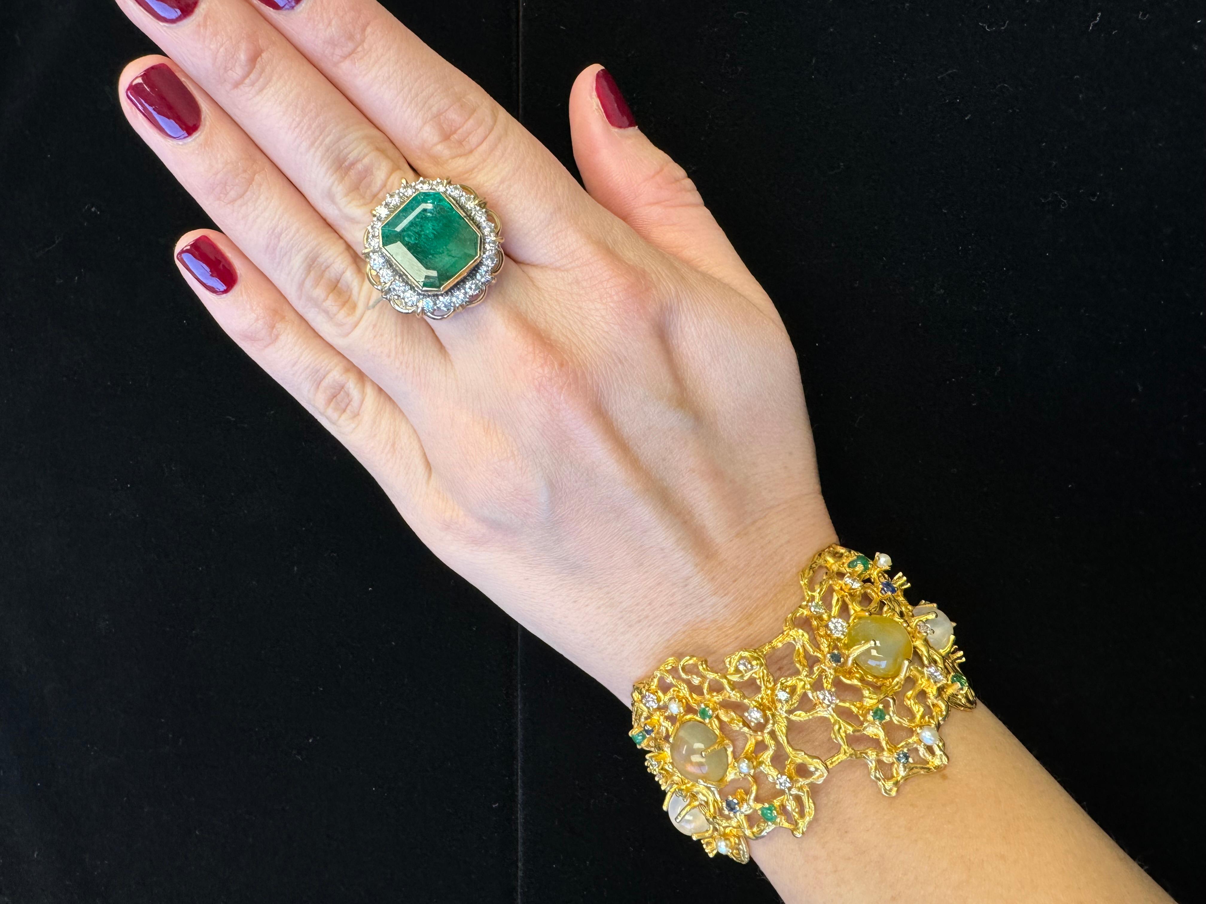 Bracelet pierre de lune en or jaune 14K en vente 10