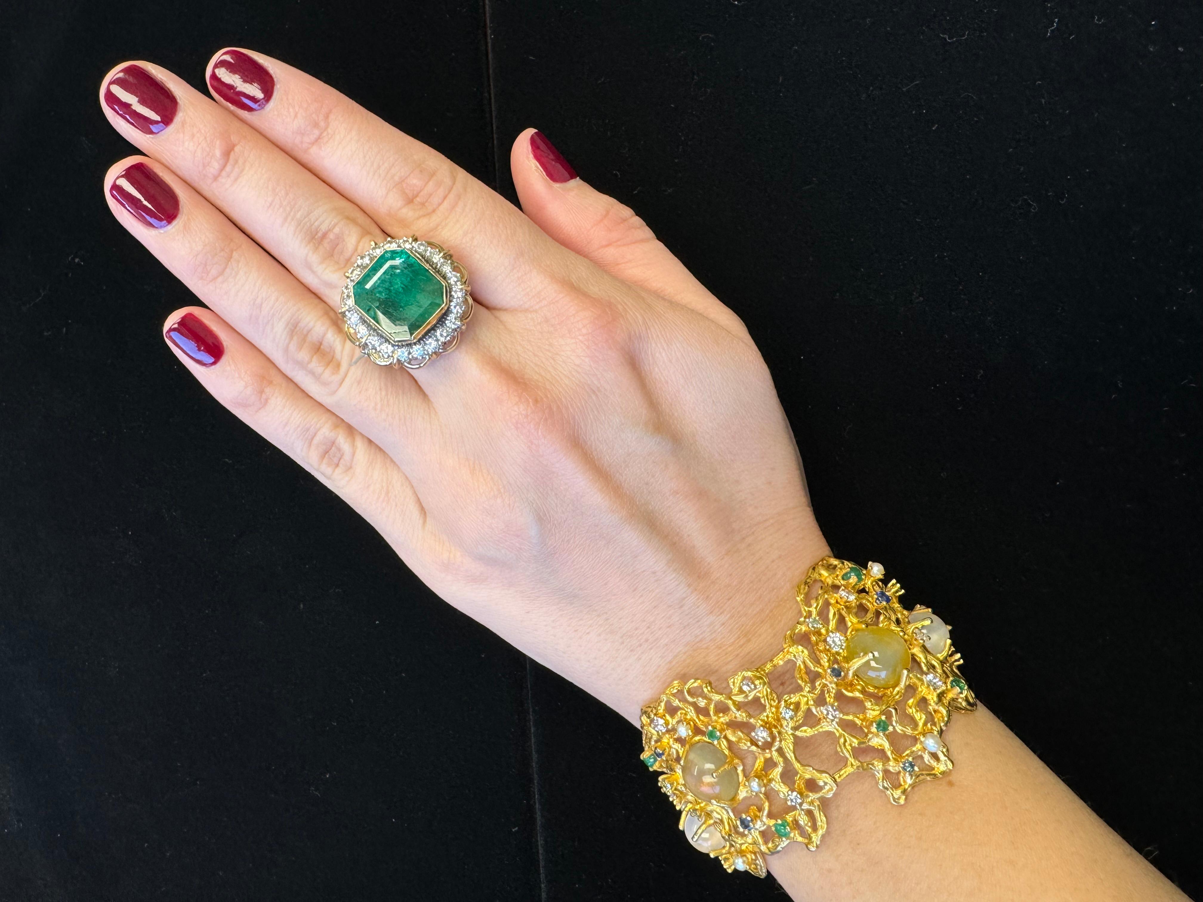 Bracelet pierre de lune en or jaune 14K en vente 11
