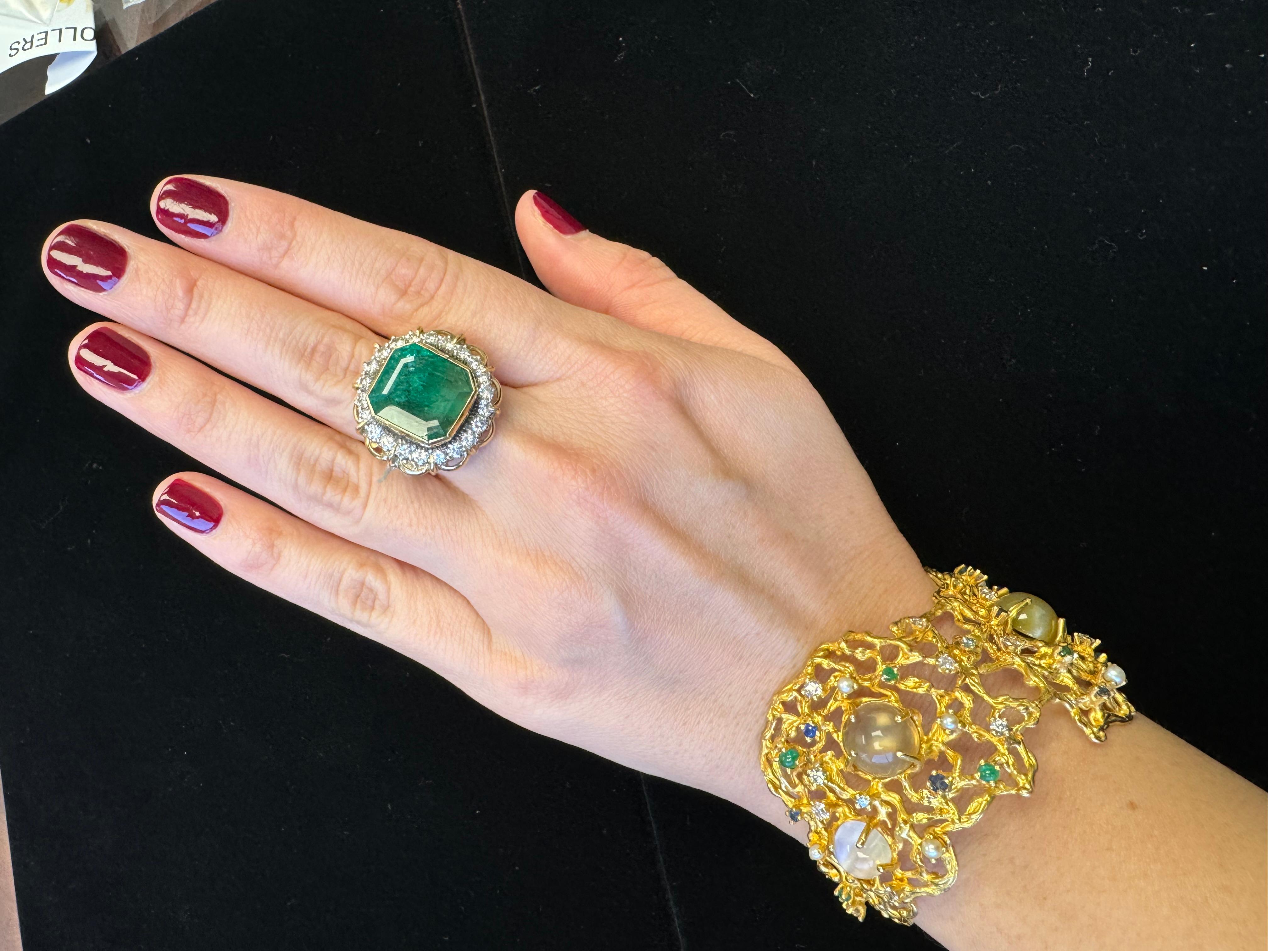 Bracelet pierre de lune en or jaune 14K en vente 12