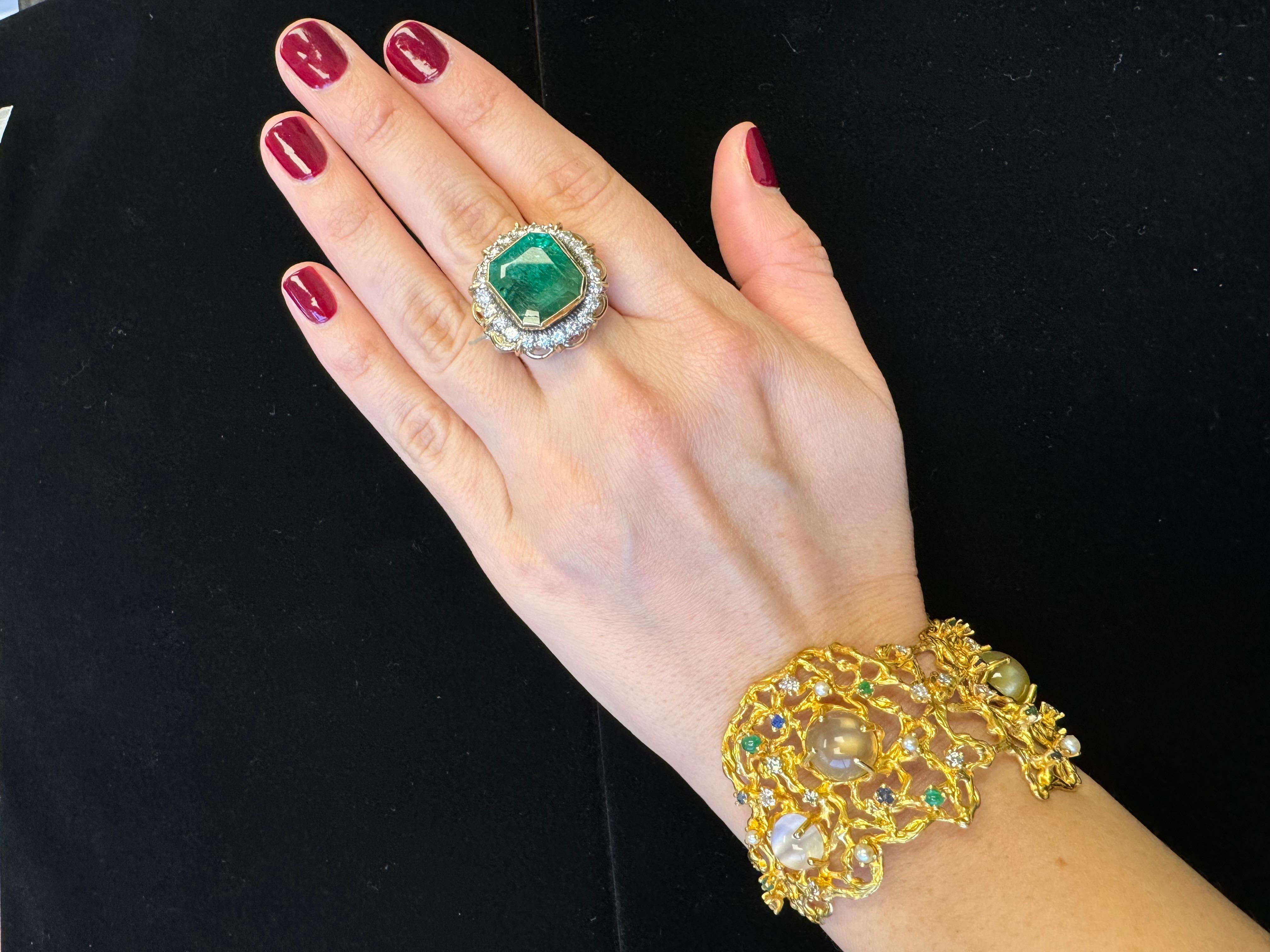 Bracelet pierre de lune en or jaune 14K en vente 13